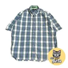 ノーティカ 古着 半袖シャツ チェック 刺繍ロゴ 2XL