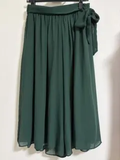 【NATURALBEAUTYBASIC】シフォンガウチョパンツ グリーン