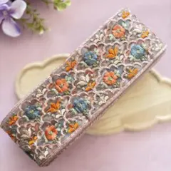 【インド刺繍リボン052】1m チュール 幅約7cm 中幅リボン長さ変更可能