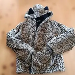 ヒョウ柄猫耳フードパーカー 130サイズ