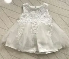 ベビードレス　ホワイト　レース　チュール　結婚式　2歳　リングガール
