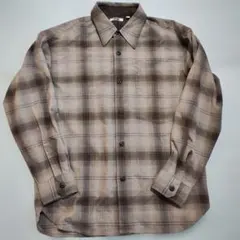 UNIQLO U(ユニクロU)ヘビーフランネルオーバーサイズシャツ ブラウン S