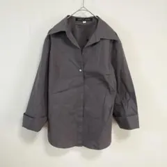 MICHEL KLEIN ストレッチシャツ 38 チャコールグレー 綿混