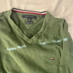 TOMMY HILFIGER オリーブグリーン Vネックセーターのサムネイル