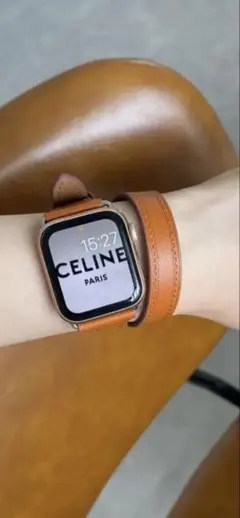 【新品未使用】アップルウォッチ用　オレンジ＆ブラウン　レザーバンド 2点セット