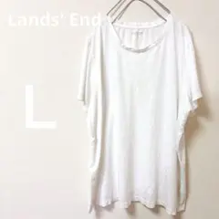 Lands' End【Ｌ】リラックスフィット Tシャツ L ホワイト