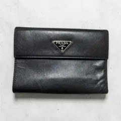 PRADA 三つ折り財布 サフィアーノレザー ブラックのサムネイル
