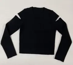 極美品 Dazy SHEIN (XL) アームスリット長袖リブニット 黒