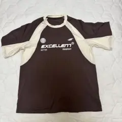 EXCELLENTロゴ 半袖Tシャツ ブラウン×ホワイト