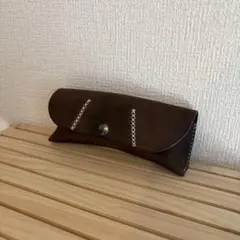 ハンドメイド 本革 メガネケース ダークブラウン