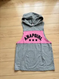 ANAPGIRL ノースリーブ　パーカー　グレー　150〜160cm M