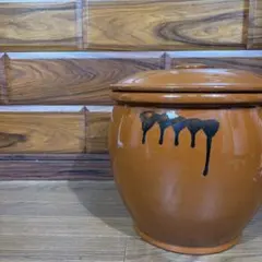 200★常滑焼 久松窯 10号 レトロ 蓋付き 陶器 壺 漬物樽 保存容器① 200☆常滑焼 久松窯 10号 レトロ 蓋付き 陶器 壺 漬物樽 保存容器①