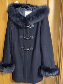 セシルマクビー　ビット付き　ウールコート　ネイビー