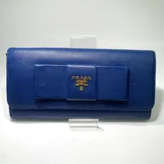 プラダ サフィアーノ リボン レディース 長財布 ブルー S000527