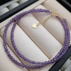 天然石ネックレス　アメジスト　紫水晶　s925　小玉　刻印　パワーストーン　新品