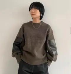 &her /Elbowpacth Knit Top