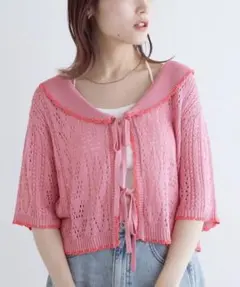 wcloset 透かし配色ニットカーデのサムネイル