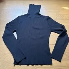 ハイネック 長袖リブニット ブラック