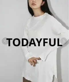 TODAYFUL タグ付き　定価12000円ダブルフェイススリットロングTシャツ