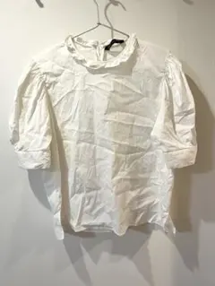 ZARA フリルネック パフスリーブ ブラウス ホワイト ZARAWoman