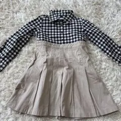 Little Me ワンピース　ギンガムチェック　長袖　ドッキングワンピース