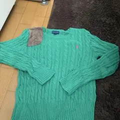 冬物セール！ラルフローレン　グリーン ケーブルニット セーター