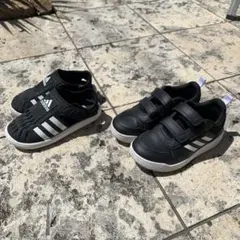 adidas 黒 スニーカー サンダル　セット