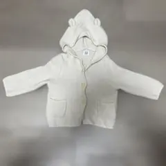 GAP ホワイト くま耳フード付きニットカーディガン 60cm 3-6month