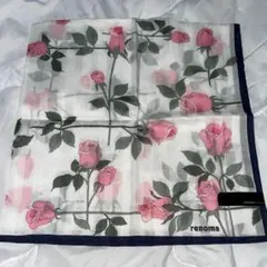 新品　renoma レノマ　バラ柄　ハンカチ　綺麗系　カジュアル　シンプル