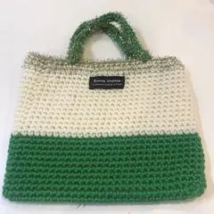 ハンドバッグ　緑×白×ゴールド