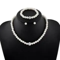 大好評 パール ネックレス ブレスレット ピアス 3点セット お買い得