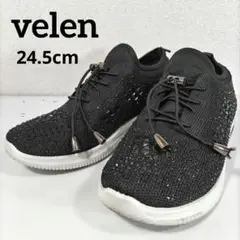 velen　ビジュー　スニーカー　スリッポン　ブラック　24.5cm　レディース