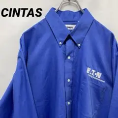T-75 CINTAS アメリカ古着 ワークシャツ 長袖シャツ企業ロゴ刺繍 XLのサムネイル