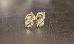ジルコニア（5ｍｍ）ツイストデザインピアス １4kgf
