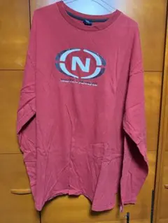 【90s】ノーティカ ジーンズ ロンT XXL レッド 袖ロゴ メキシコ製