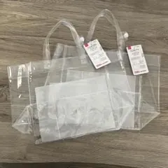 DAISO クリアバッグ ポケット付き　トートバッグ　2個セットのサムネイル