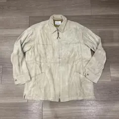 古着　ベージュカバーオール　起毛素材