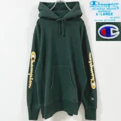XL　チャンピオン　復刻　リバースウィーブ　スリーブロゴ　刺繍　目無し　パーカー