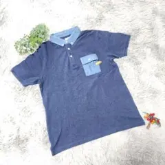 【graniph】グラニフ (M) ポロシャツ 半袖 バイカラー ポケット 刺繍