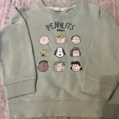 PEANUTS キャラクター トレーナー M 淡い緑