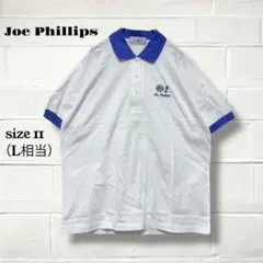 ジョーフィリップス/ポロシャツ/ホワイト×パープル/綿/刺繍ロゴ/バイカラー/L