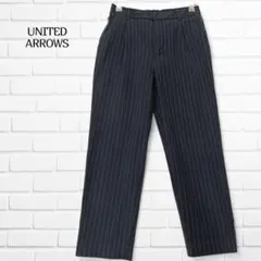 ユナイテッドアローズ パンツ テーパード ストライプ ネイビー S 日本製 事務