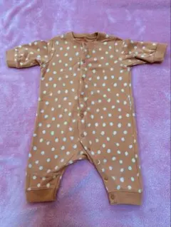 ユニクロ スウェット カバーオール ドット柄 茶色 60cm