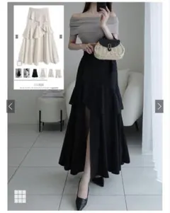 【GRL】アシンメトリーラッフルスリットスカート[ask137]