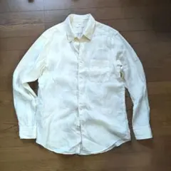 UNIQLO ユニクロ★プレミアムリネンシャツ Lサイズ イエロー黄色 麻のサムネイル