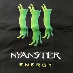 NYANTER ENERGY 面白Tシャツ Lサイズ ブラック　ネコ　パロディ