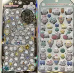 【正規品】シマエナガ　2枚セット　光るジュエルプチドロップ＆コットンパフィー