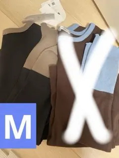 しまむら　田中里奈　配色テレコ長袖　Tシャツ　M