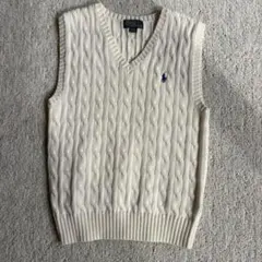 POLO by Ralph Lauren ニット　ベスト　140 白　ポニー刺繍