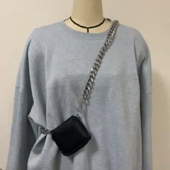 【美品】シルバーチェーンミニポシェット　韓国ファッション